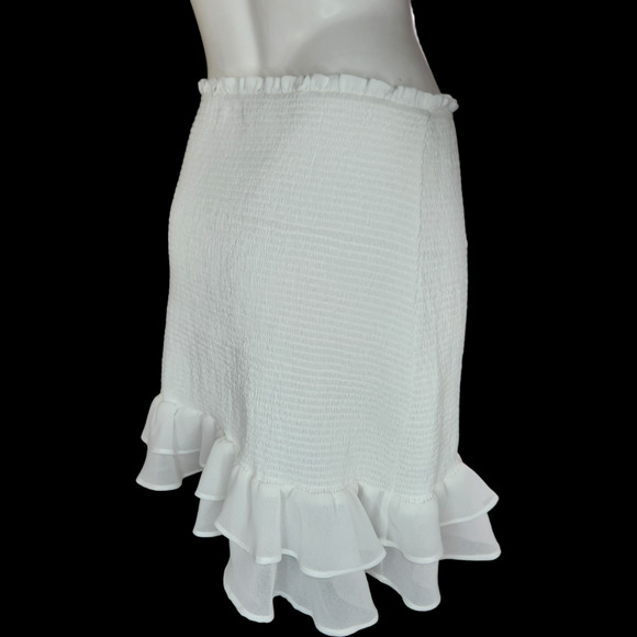 1. State Smocked Double Ruffle Hem Mini Skirt In White Women's Size Small NWT - Picture 7 of 11